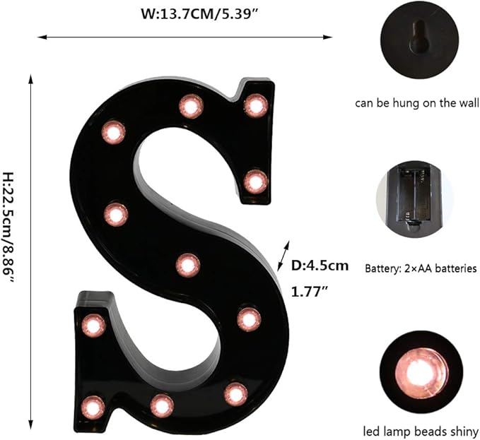 Light Up Black Alphabet Marquee Letters Sign LED Marquee Number Lights Sign - Image 6