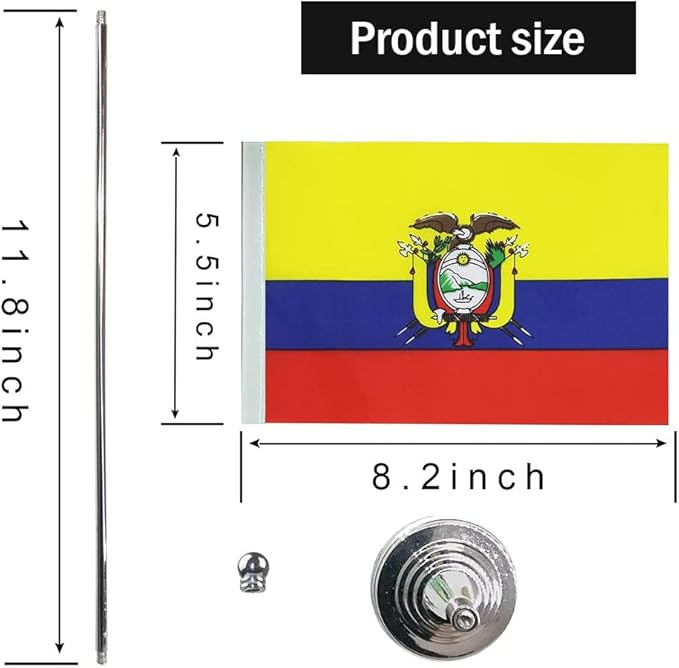 Ecuador Flag Ecuadorian Flags, Small Mini Ecuadorian Desk Flag, Used - Image 2