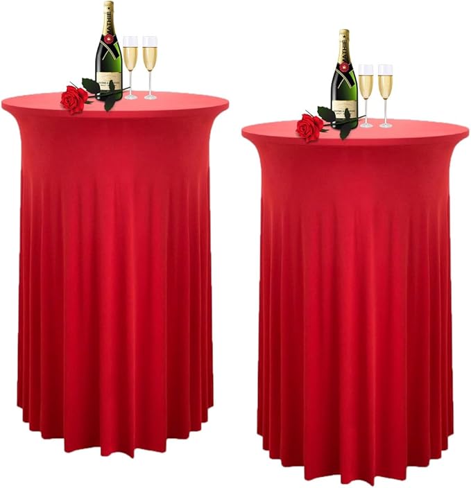 Albassa 2 Pack Cocktail Table Covers 32"x 43" Spandex Stretch Round Cocktail by AlbassaMakeYourPartyUnique