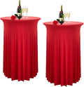 Albassa 2 Pack Cocktail Table Covers 32"x 43" Spandex Stretch Round Cocktail by AlbassaMakeYourPartyUnique