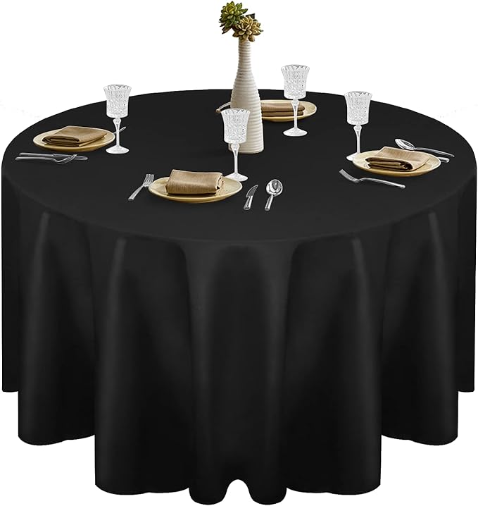 EMART Round Tablecloth Black 120 inch Circular Polyester Table Cover by EMART