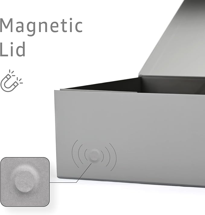 LIFELUM Large Gift Box, 13.85 x 8.35 x 4.45 inch Grey Gift Box Set of 5 - Image 3