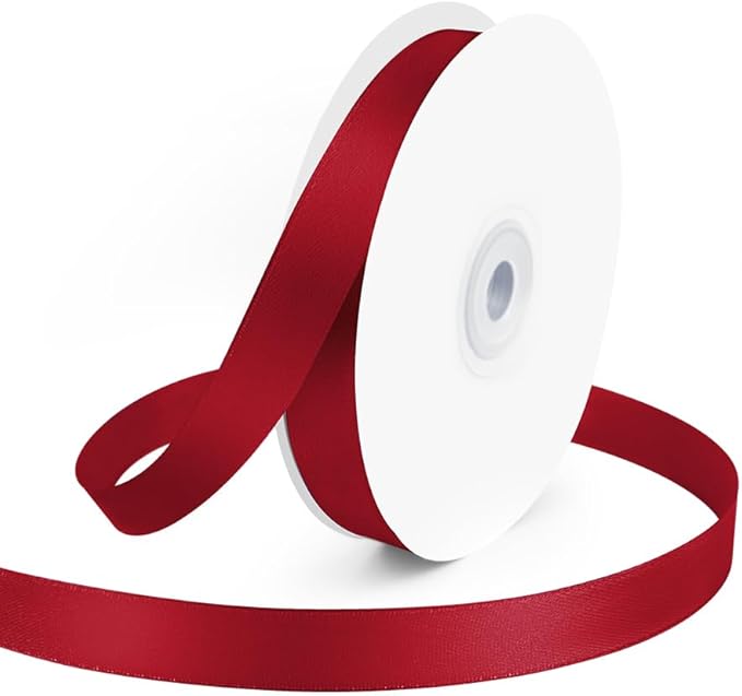 KMER LIFE 5/8" Wide x 50 Yards Wine Red Single Faced Polyester Satin Ribbon by KMERLIFE