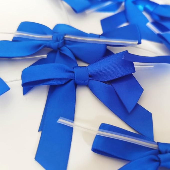 50pcs 2-1/2 Inch Blue Satin Ribbon Bows - Image 8