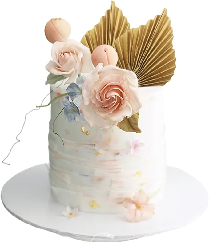 10PCS Paper Palm Fan Cake Toppers Palm Spear Leaves Fan Cupcake Toppers Craft - Image 3