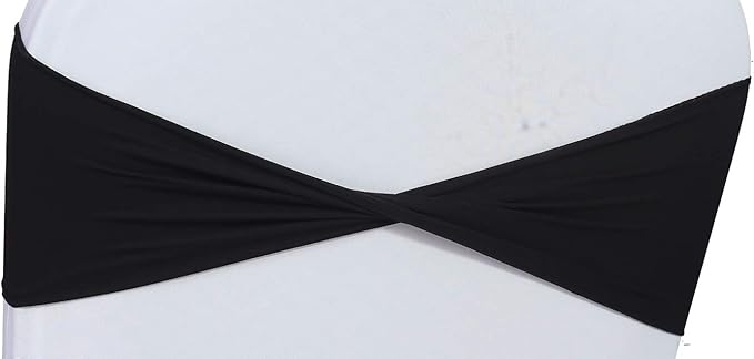 VDS Pack of 75 PCS | Black | Spandex Chair Sashes Bows Without Buckle | Stretch - Image 3
