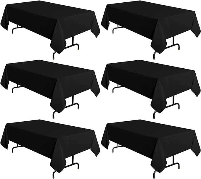 sancua 6 Pack Black Tablecloth 60 x 120 Inch, Rectangle Table Cloth by sancua