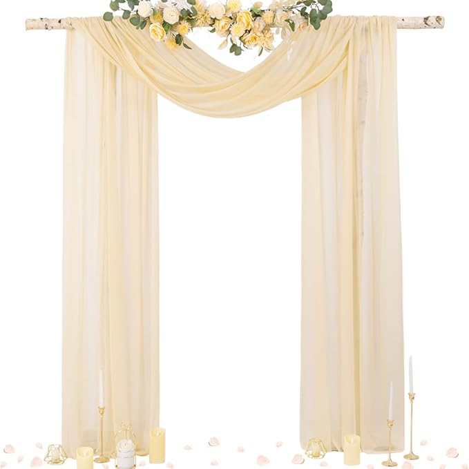 Socomi Champagne Sheer Wedding Arch Draping Fabric 29" x 20Ft 1 Panel Outdoor by Socomi