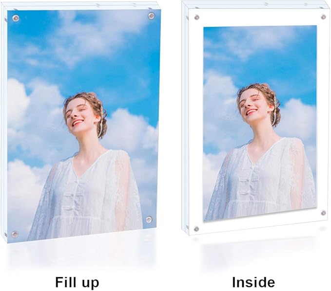 Acrylic 8 X 10 Photo Frame Clear Floating Double Sided Magnetic Picture - Image 2