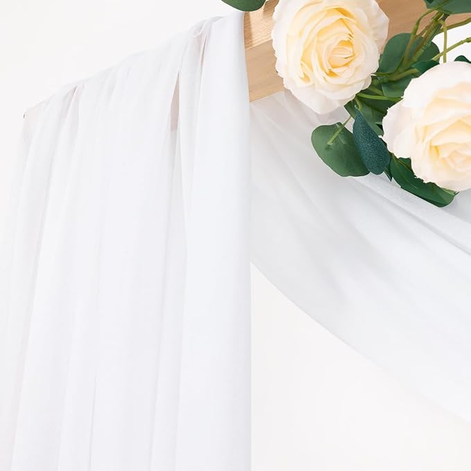 MLMC White Sheer Wedding Arch Draping Fabric 1 Panel 29" x 20 FT Extra Long - Image 2