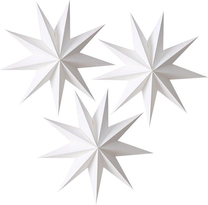Easy Joy 3Pcs 9-Pointed Paper Star Lanterns 12 Inch Hanging Lampshade Wedding by EasyJoy
