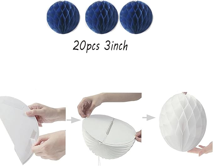 20pcs Honeycomb Decoration Paper Flower Balls Tissue Paper Pom Poms - Image 2