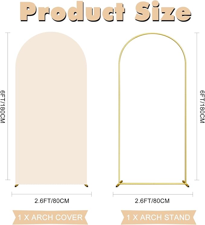 6FT Wedding Arch Backdrop Stand and Beige Arch Cover, Parties Decoration. - Image 2