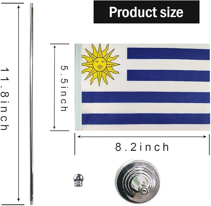 Uruguay Flag Uruguayan Flags, Small Mini Uruguayan Desk Flag, Used - Image 2