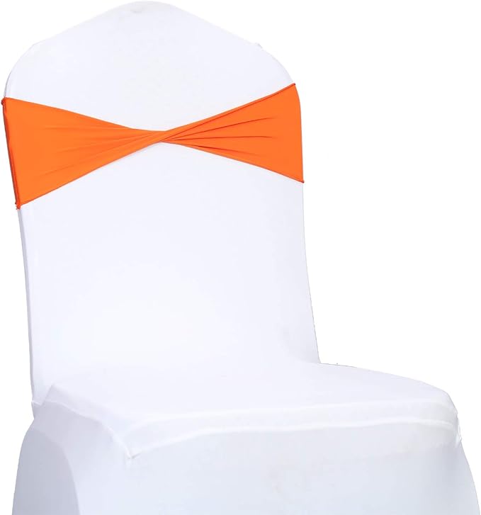 VDS Pack of 200 PCS | Orange | Spandex Chair Sashes Bows Without Buckle | by VDS