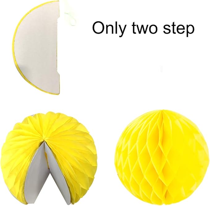 Hanging Paper Fan Set, Tissue Paper Pom Poms Flower Fan and Honeycomb Balls - Image 7