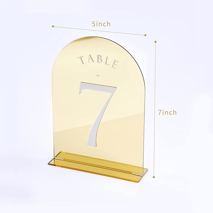 UNIQOOO Gold Mirror Arch Wedding Table Numbers - Image 8