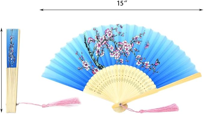 HUNANBANG 10 Pieces Oriental Bamboo Folding Hand Fans Church Wedding Gift - Image 3