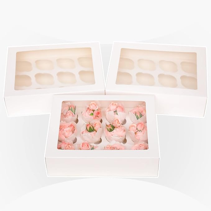 Bakepacker Auto-pop up 12 Cupcake Containers 6-Packs White Cupcakes Carrier - Image 2
