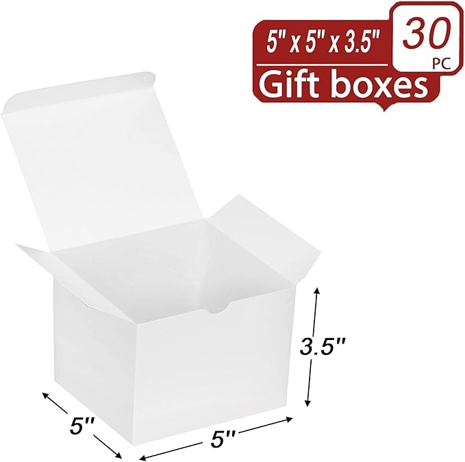 Xxcxpark 30 PCS White Gift Boxes 5x5x3.5 Inches, Decorative Party Favor Kraft - Image 2