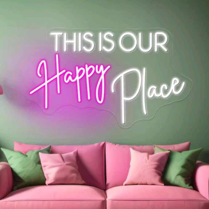 This Is Our Happy Place Neon Sign Custom Bedroom LED Neon Light Home Living by BELISAMA