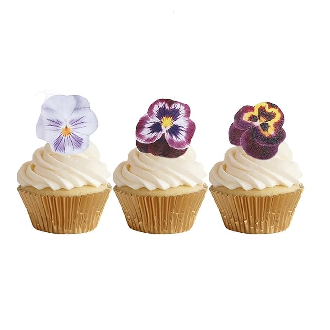 GEORLD 36pcs Edible Cupcake Toppers Pansies Cake Decoration, Flat not 3D - Image 4
