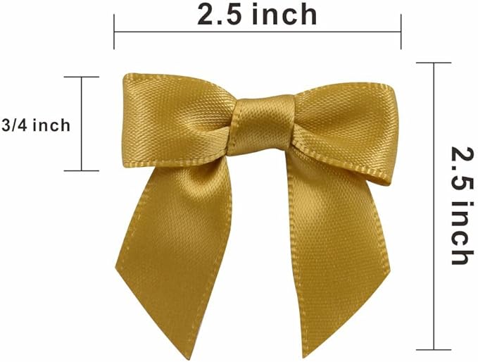 2.5" Hgzgch Gold Satin Ribbon Bow - Image 2