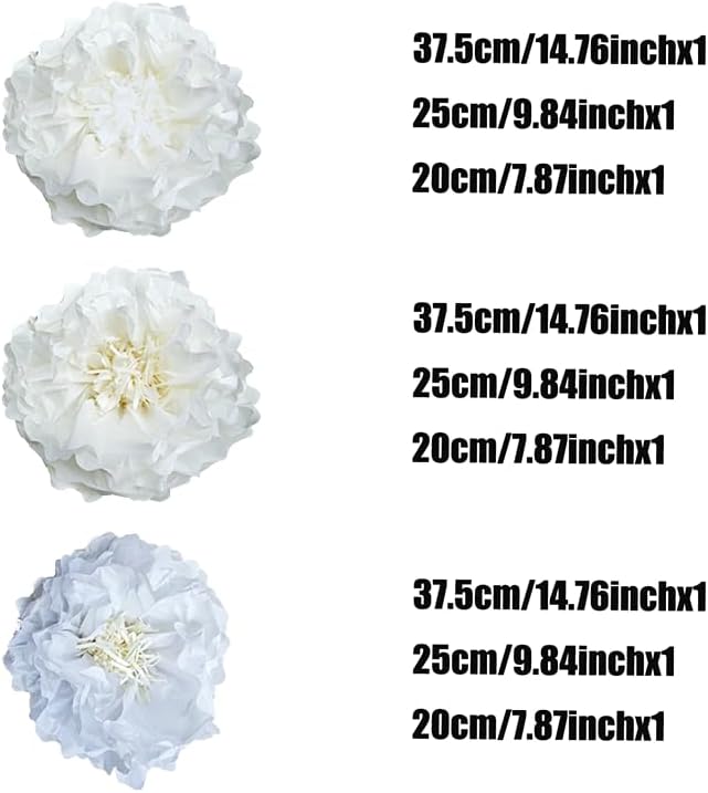 White Paper Flower Pom Poms Wall Decorations - Image 2