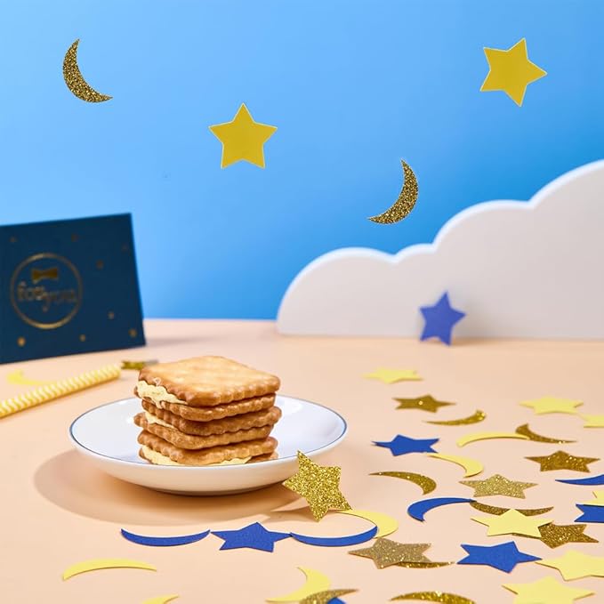 Gold Blue and Yellow Star and Moon Confetti Table Decoration - Image 2