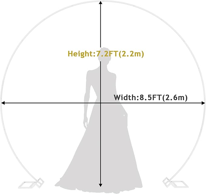 Asee'm 8.5FT White Wedding Arch Round Backdrop Stand Large Circle Metal Floral - Image 2