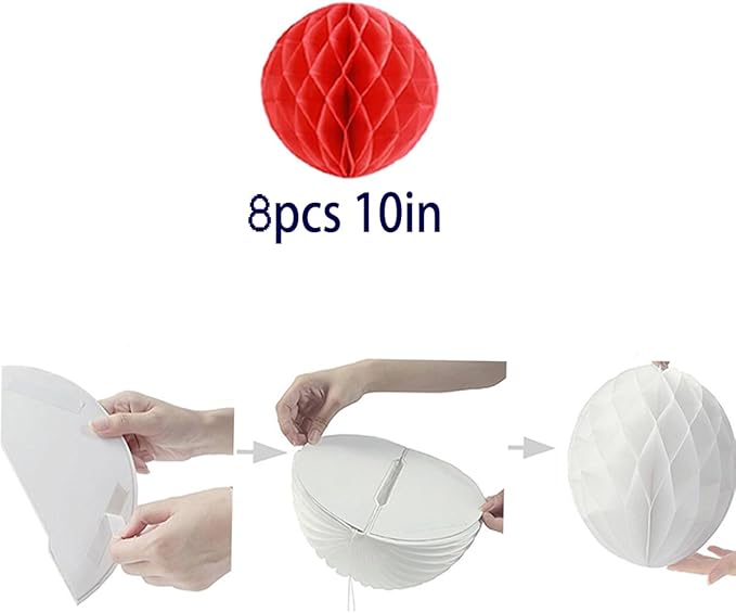 8pcs 10 inch Paper Honeycomb Balls Decorative Tissue Pom Poms Flower Art - Image 2