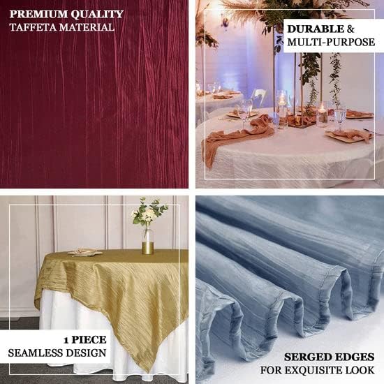 Tableclothsfactory 72"X72" Dusty Blue Accordion Crinkle Taffeta Table Overlay - Image 4