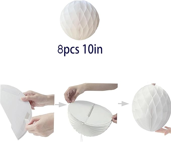 8pcs 10 inch Paper Honeycomb Balls Decorative Tissue Pom Poms Flower Art - Image 4