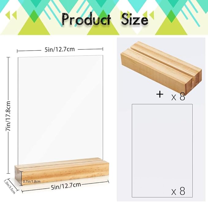 8 Pack 5 x 7 Inch Blank Clear Acrylic Table Displays - Image 3