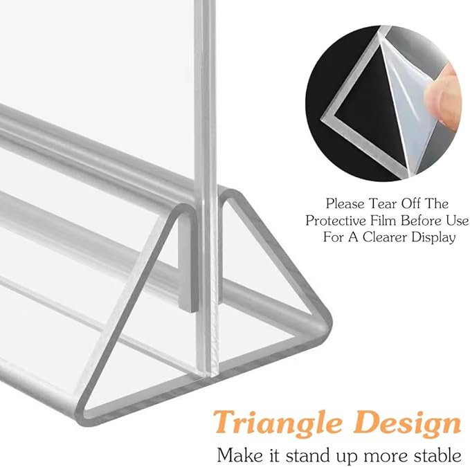 5X7 Acrylic Sign Holder 12 Pack, Double Sided Silver Picture Frames Clear - Image 6