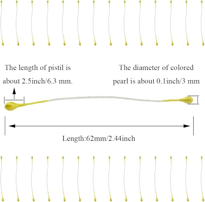 HAHIYO 700Pcs 3mm Yellow Pearl Straight-head Artificial Floral Pistil - Image 2