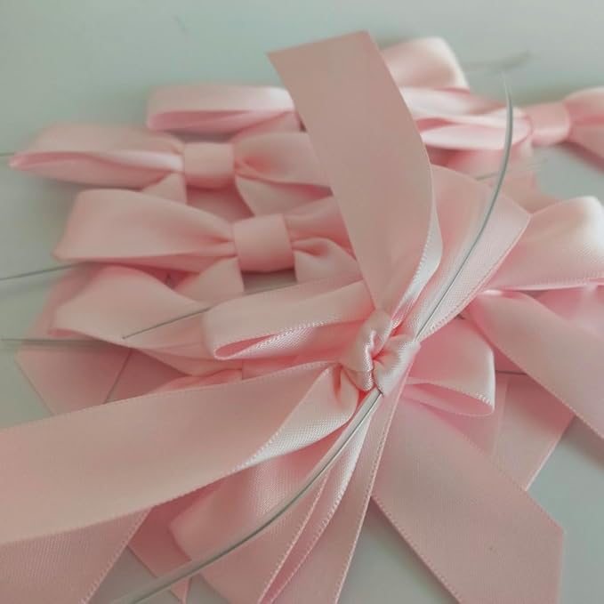 50pcs 3-1/2" Light Pink Satin Ribbon Bows - Image 8