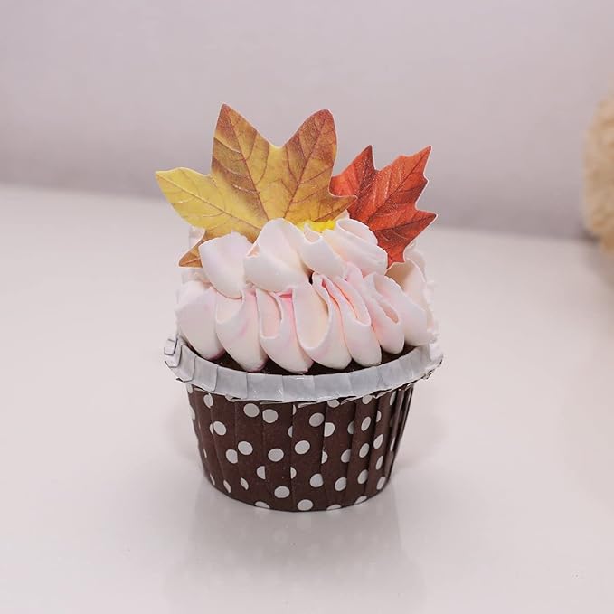GEORLD Edible Fall Leaves Set of 48 Cake Decorations, Autumn Cupcake Topper 2 - Image 6