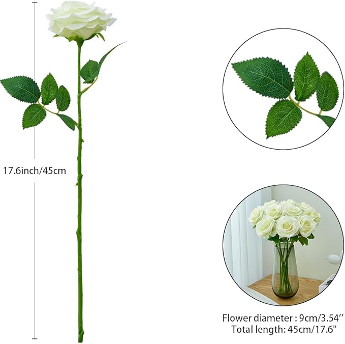 Artificial Rose 10pcs Open Flower Bouquet Faux Rose Stems - Image 4