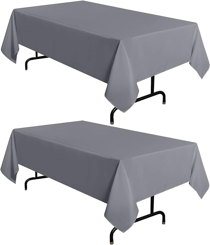 sancua 2 Pack Light Grey Tablecloth 60 x 84 Inch, Rectangle 4 Feet Table Cloth by sancua