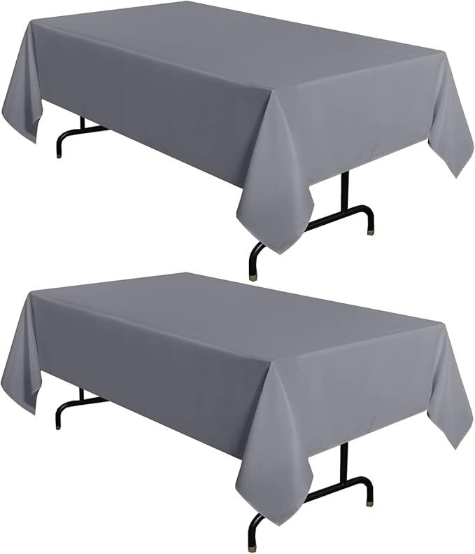 sancua 2 Pack Light Grey Tablecloth 60 x 102 Inch, Rectangle 6 Feet Table Cloth by sancua