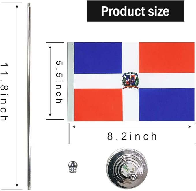Dominica Flag Dominican Flags, Small Mini Dominican Desk Flag, Used - Image 2