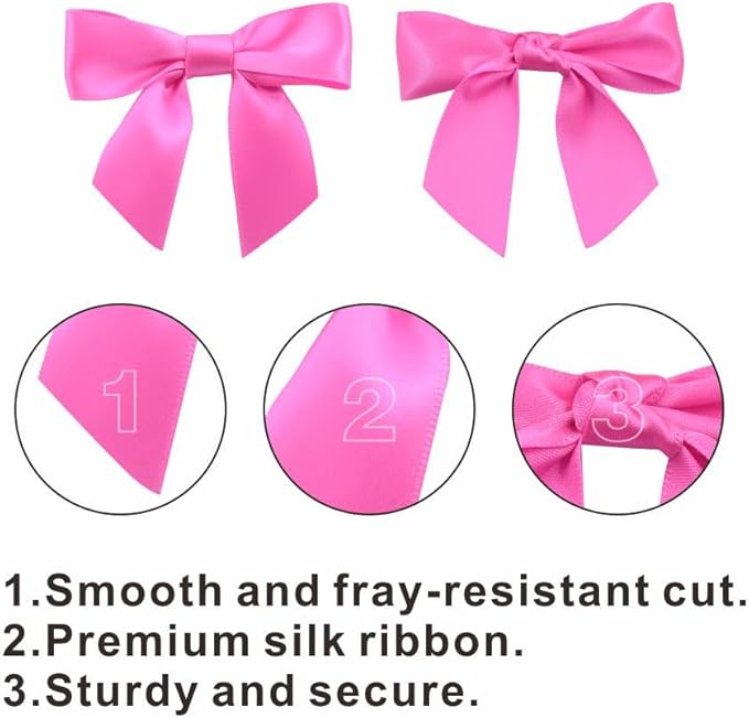 2.5" Hgzgch Pink Satin Ribbon Bow - Image 3