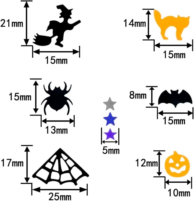 Halloween Party Glitter Pumpkin Spider Web Bat Plastic Foil Metallic Sequin - Image 2