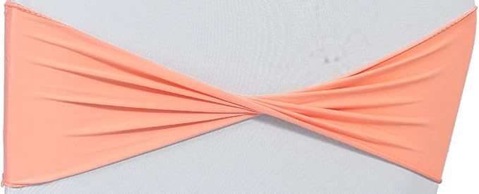 VDS Pack of 10 PCS | Peach | Spandex Chair Sashes Bows Without Buckle | Stretch - Image 3