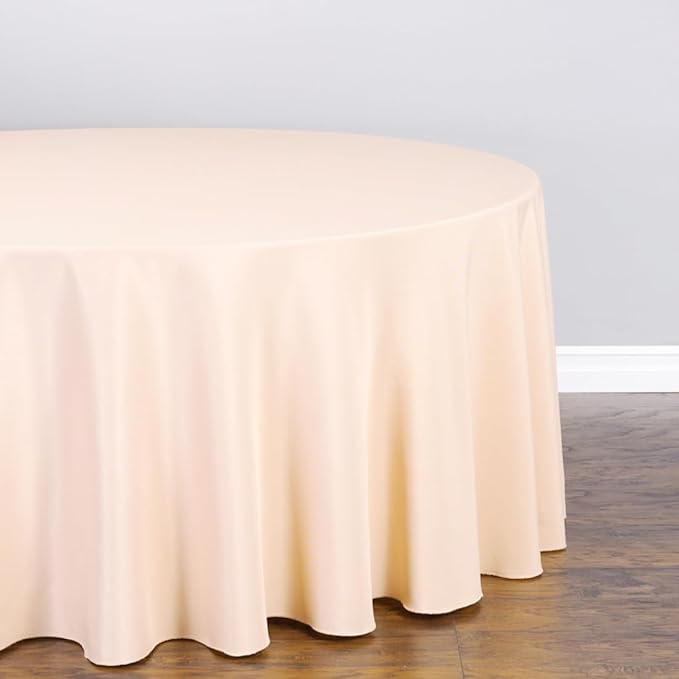 LTC LINENS 2 Pack 108 Inch Round Tablecloth Peach - Image 3