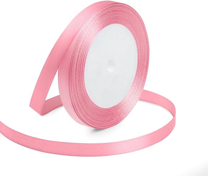 KMER LIFE Solid Color Light Pink Satin Ribbon, 3/8 Inches x 25 Yards Fabric by KMERLIFE