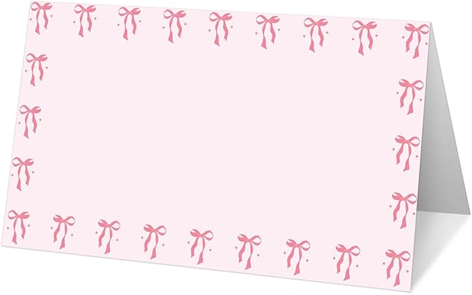 25 Bow Place Cards for Table Seating, Tent Cards for Birthday Bridal Shower by Yuansail