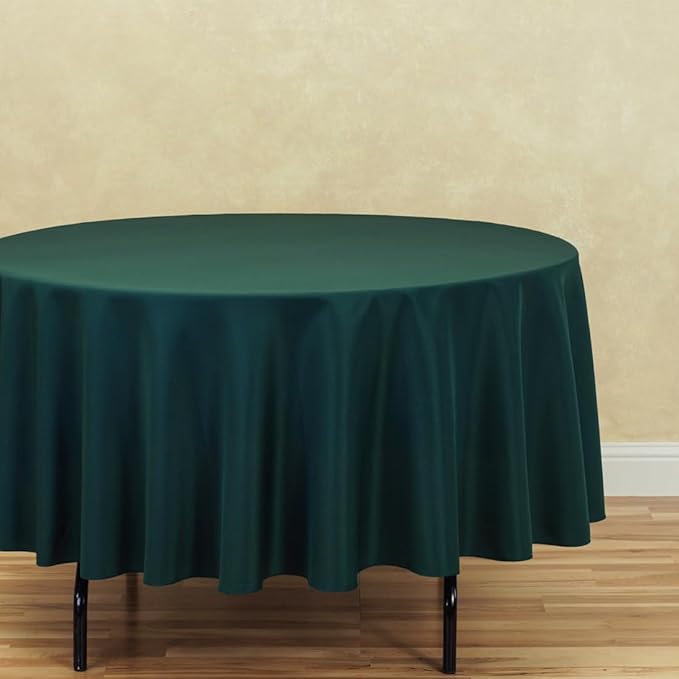 LTC LINENS 5 Pack 90 Inch Round Tablecloth Hunter Green - Image 3