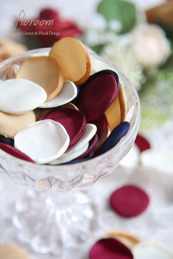Floroom 500pcs Rose Petals Burgundy Navy Faux Silk Flower Petals - Image 2
